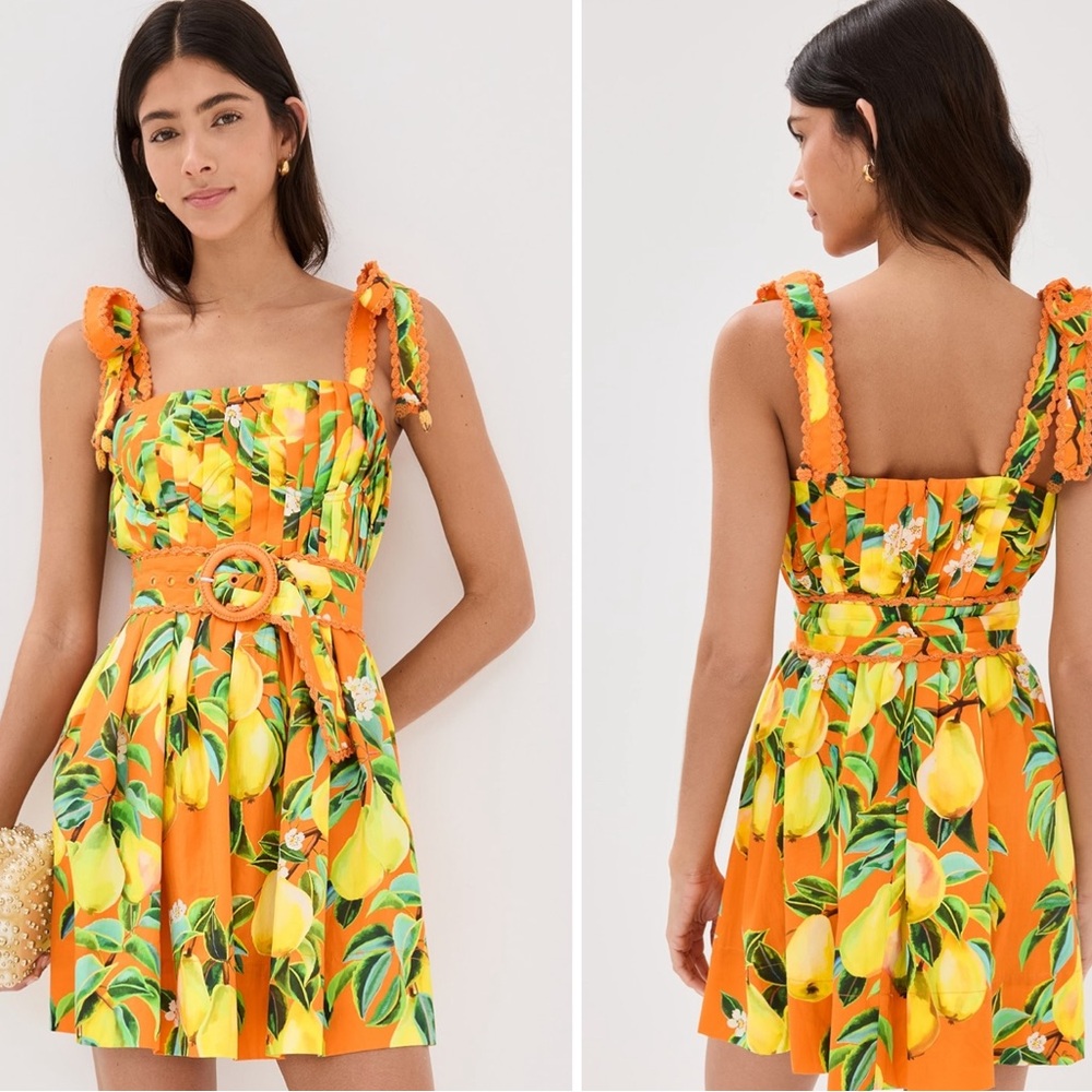 BNWT Farm Rio Orange Chic Pears Organic Cotton Mini Dress Size XS